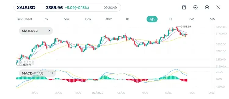 Gold (XAUUSD) 4H Chart 17-6-2025